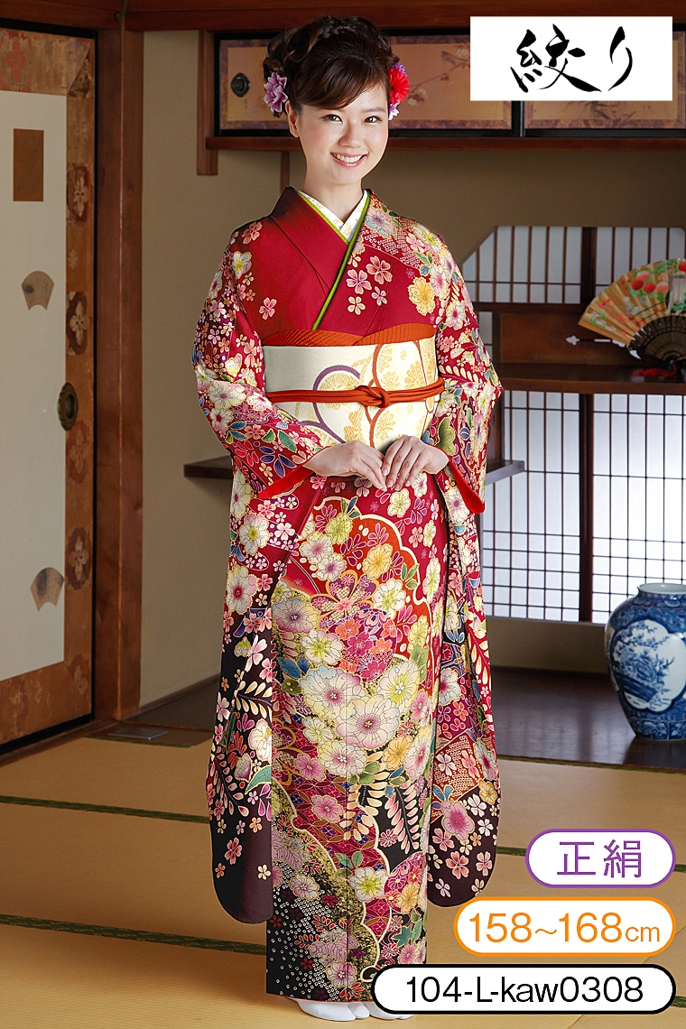 彩 振袖と袋帯からリメイク♪ 和風アオザイ❣️正絹 二点おまとめ  