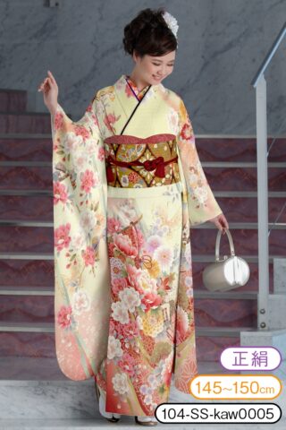 振袖レンタル 振袖Mサイズ 薔薇と蝶 黒｜着物レンタル 安心フルセット