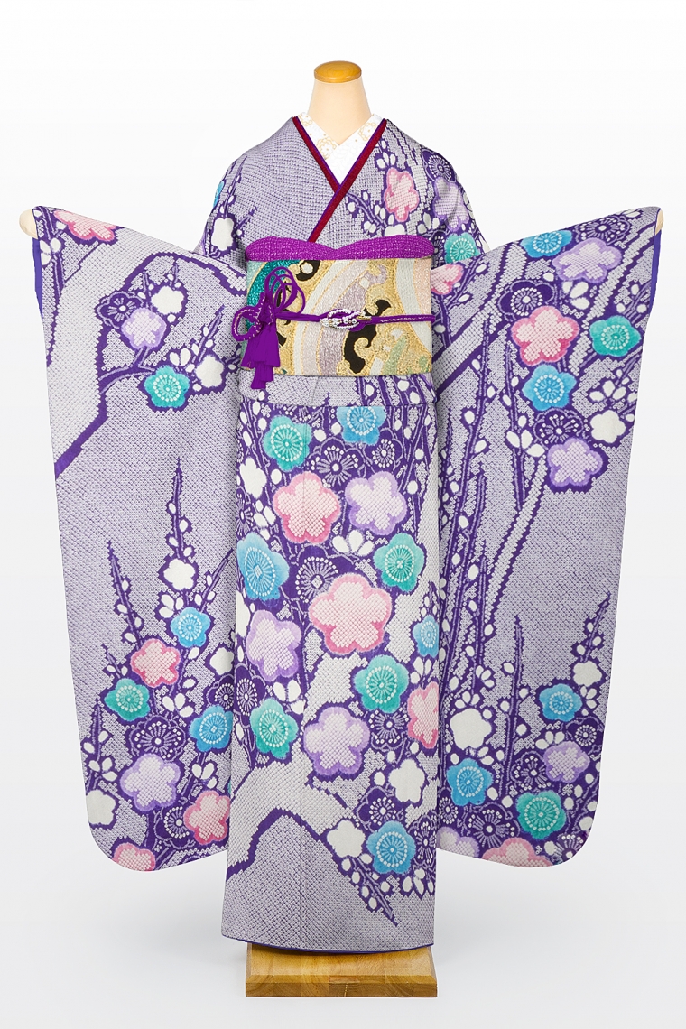 日本最大のブランド 振袖 藤娘きぬたや 総絞り 荒波 豪華花模様 紫