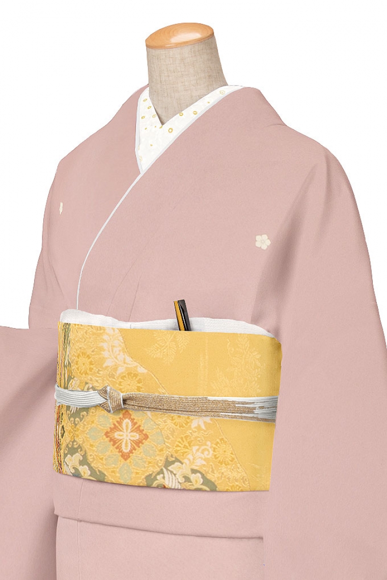 色留袖レンタル 色留袖Lサイズ 福寿 薄赤紫 五つ紋：桔梗｜着物 