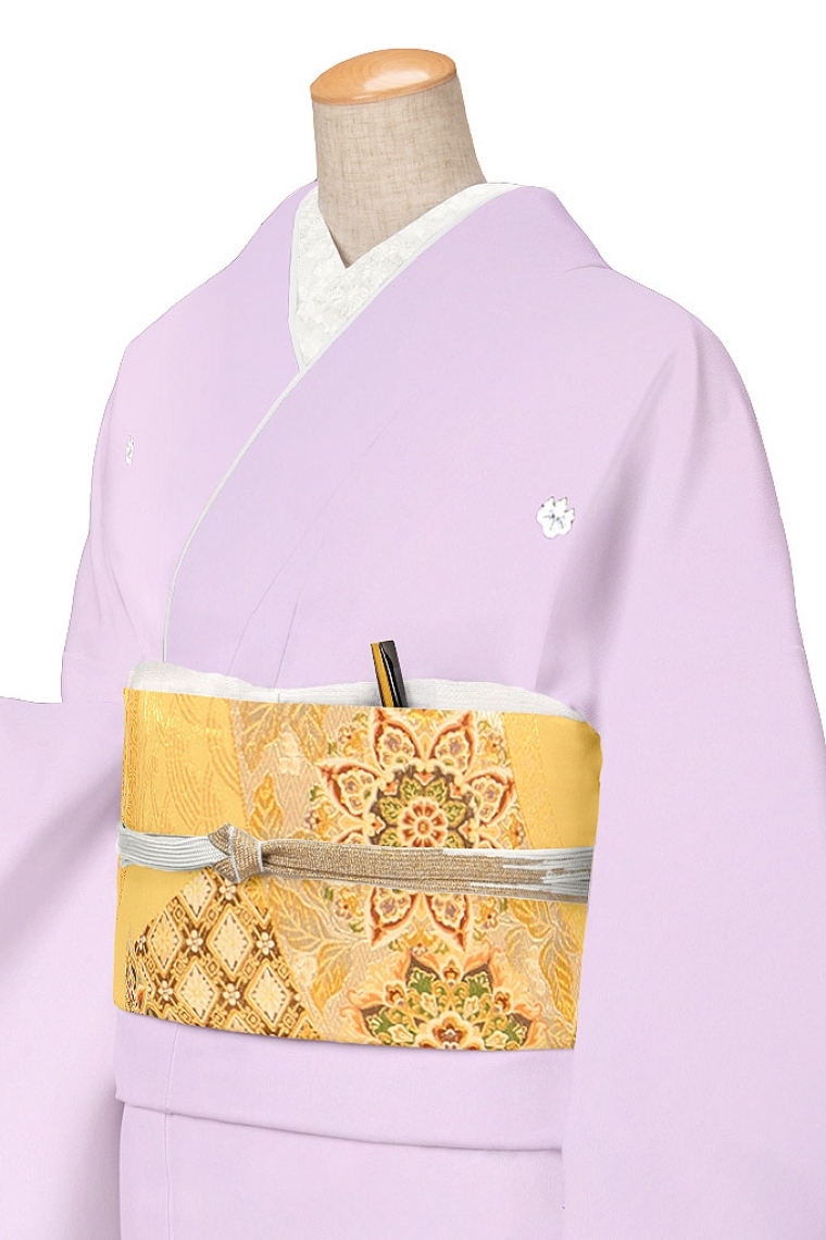 色留袖レンタル 色留袖Lサイズ 鼓に花の舞 藤紫 五つ紋：五三桐｜着物 