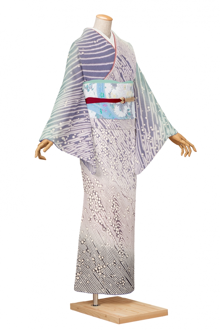 逸品 未使用品 滝泰謹製 訪問着 薄灰紫色 身丈157cm お洒落
